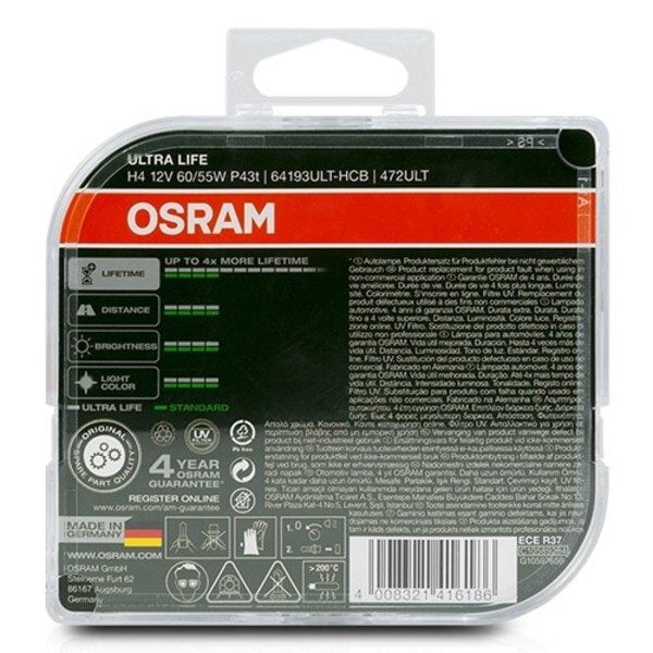 Λάμπα Αυτοκινήτου Osram Ultra Life H4 12V 60/55W