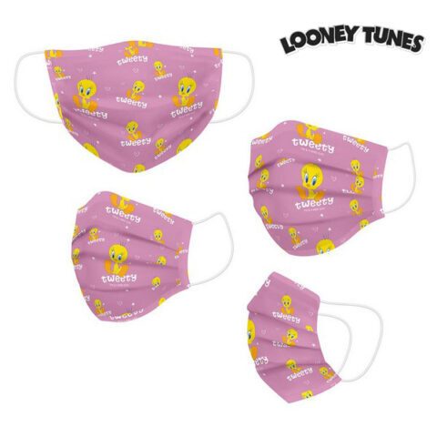 Επαναχρησιμοποιήσιμη Υφασμάτινη Μάσκα  Υγιεινής Looney Tunes Παιδικά Ροζ