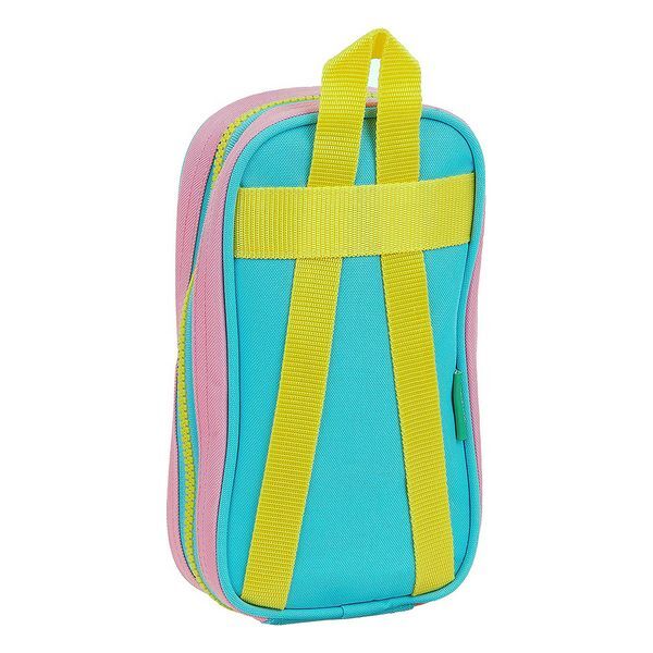 Pencil Case Backpack Benetton Color Block Κίτρινο Ροζ Τυρκουάζ