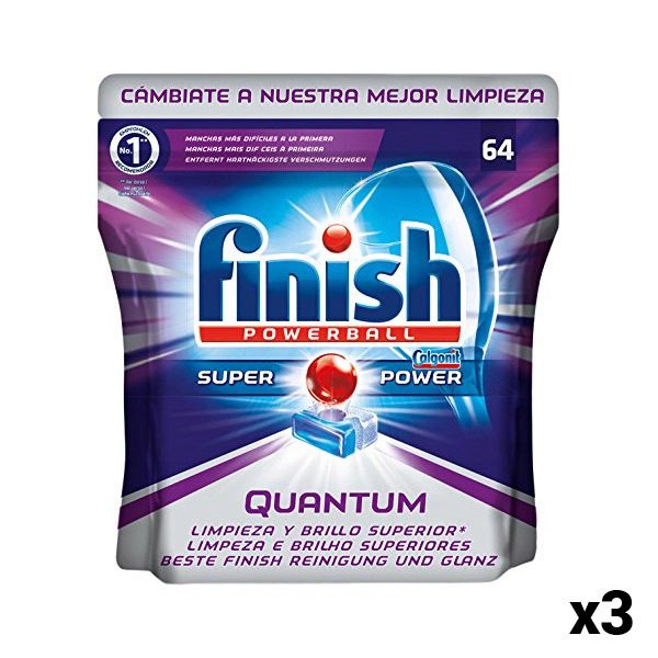 Ταμπλέτες για το Πλυντήριο Πιάτων Finish Quantum 64 Τεμάχια (Πακέτο με 3)