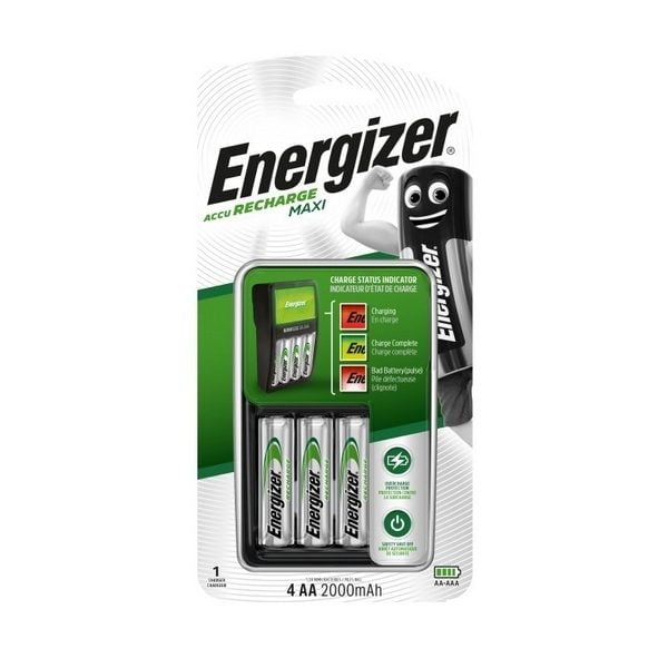 Φορτιστής + Επαναφορτιζόμενες Μπαταρίες Energizer 635043 AA AAA 2000 mAh HR6 (4 uds)