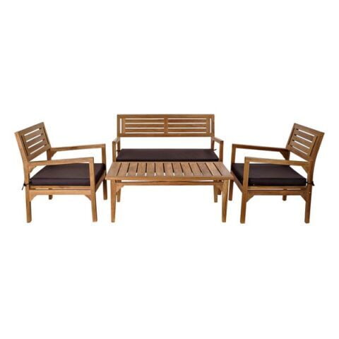 Σετ Τραπέζι με 3 Καρέκλες DKD Home Decor Ξύλο Τικ (4 pcs)
