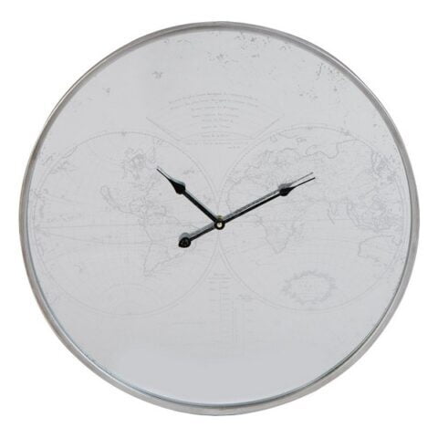 Ρολόι Τοίχου DKD Home Decor Παγκόσμιος Χάρτης Μέταλλο Καθρέφτης (60 x 4 x 60 cm)
