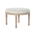 Σκαμπό DKD Home Decor Μπεζ λινό ξύλο καουτσούκ (70 x 70 x 47 cm)