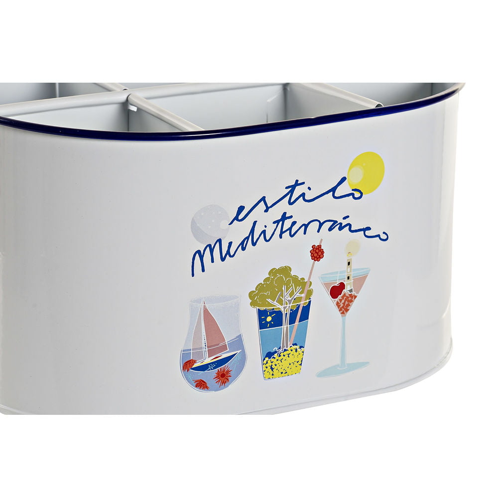 Κύβος DKD Home Decor Μεσογείακός Λευκό Μέταλλο (24.5 x 17 x 13 cm)