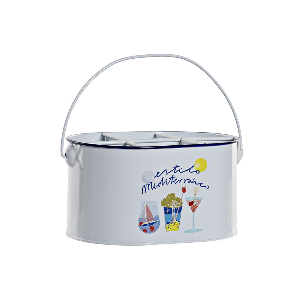 Κύβος DKD Home Decor Μεσογείακός Λευκό Μέταλλο (24.5 x 17 x 13 cm)