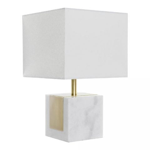 Επιτραπέζιο Φωτιστικό DKD Home Decor Λευκό πολυεστέρας Μάρμαρο Χρυσό (26 x 26 x 43 cm)
