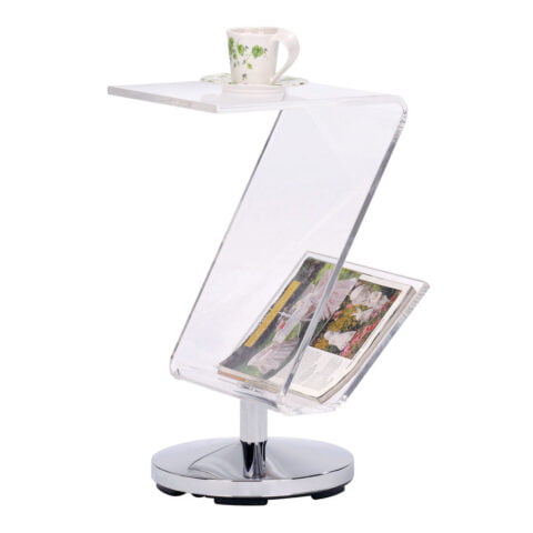 Τραπέζι για Εφημερίδες DKD Home Decor Διαφανές Ακρυλικό Μέταλλο Ασημί (30 x 33 x 55 cm)