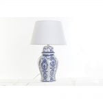 Επιτραπέζιο Φωτιστικό DKD Home Decor Μπλε Λευκό λινό Κεραμικά (32 x 32 x 53 cm)