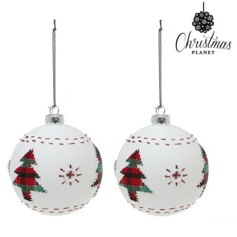 Χριστουγεννιάτικες μπάλες 8 cm (2 uds) Κρυστάλλινο Λευκό