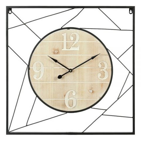 Ρολόι Τοίχου Τετράγωνο Καφέ (60 x 60 x 4 cm)