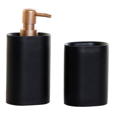 Σετ Μπάνιου DKD Home Decor Μαύρο PVC Ρητίνη Χρυσό Glam (2 pcs) (8.5 x 6 x 18 cm)
