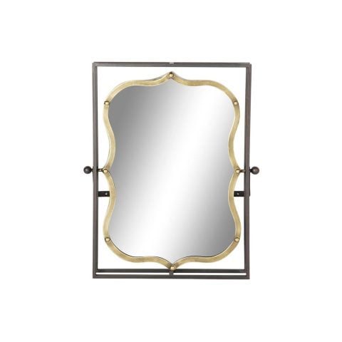 Τοίχο καθρέφτη DKD Home Decor Μαύρο Μέταλλο Χρυσό (51.5 x 12 x 65 cm)