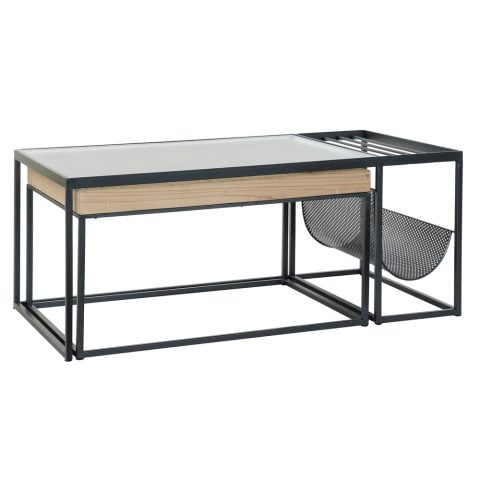Τραπέζι για Εφημερίδες DKD Home Decor Ξύλο Μέταλλο Διακοσμητική κανάτα Κρυστάλλινο (2 pcs) (110 x 60 x 45 cm) (79 x 56 x 41.5 cm