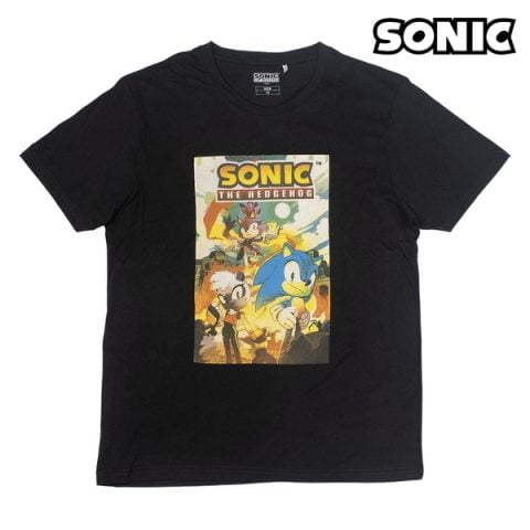Ανδρική Μπλούζα με Κοντό Μανίκι Sonic Μαύρο