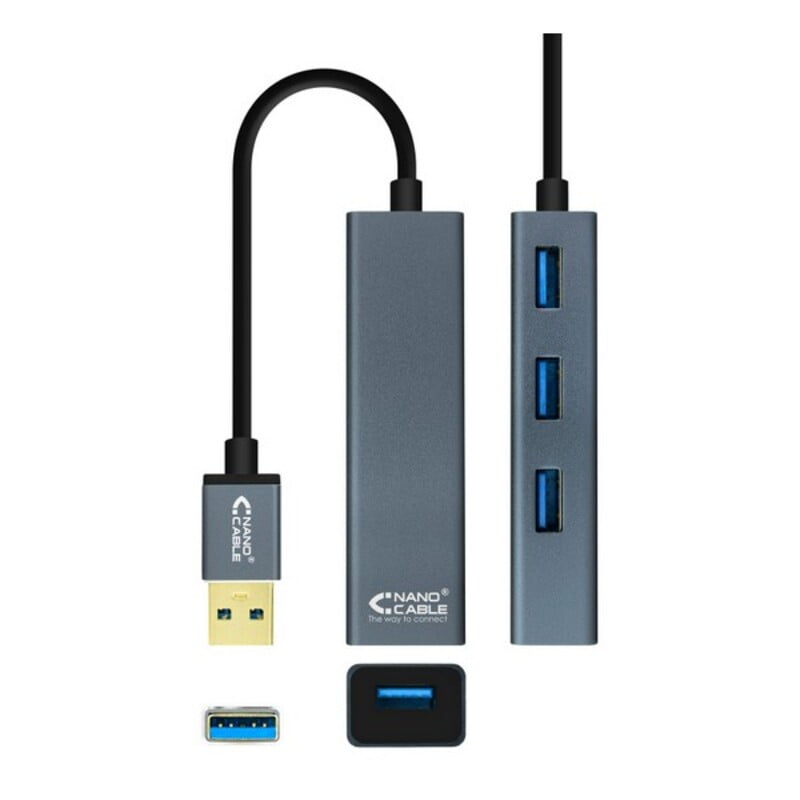 Hub USB 4 Θύρες NANOCABLE 10.16.4402 USB 3.0 Γκρι