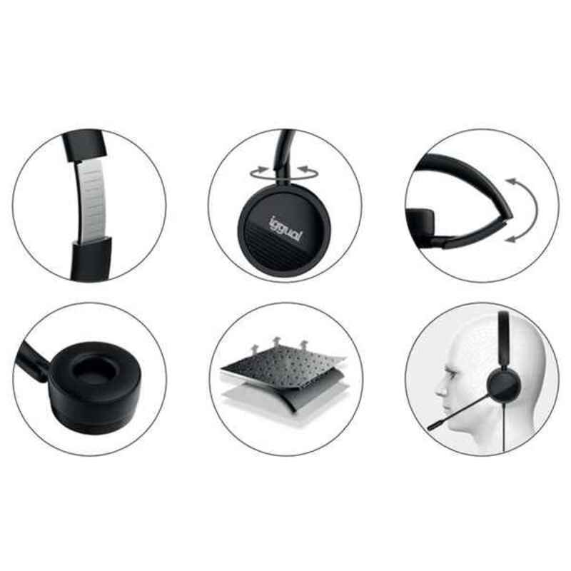 Ακουστικά με Μικρόφωνο iggual Dual Tech Μαύρο