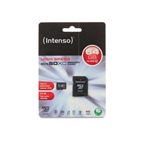 Κάρτα Μνήμης Micro SD με Αντάπτορα INTENSO 3413490 64 GB Κατηγορία 10