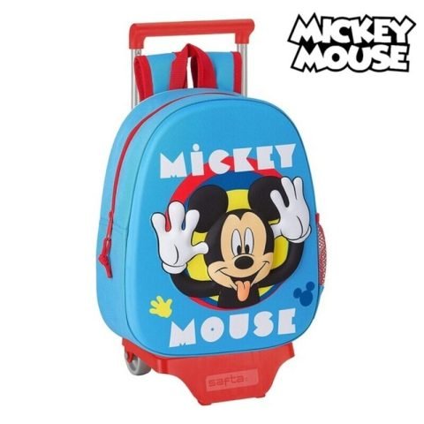 Σχολική Τσάντα 3D με Ρόδες 705 Mickey Mouse Clubhouse Ανοιχτό Μπλε