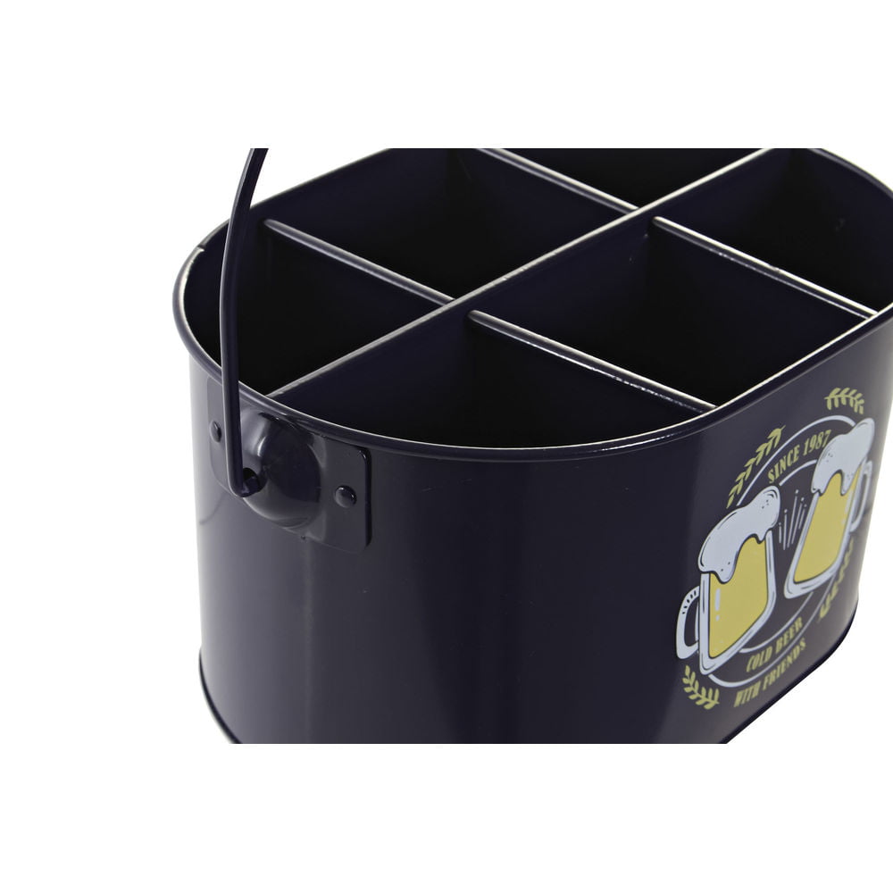 Κύβος DKD Home Decor Cold Beer Κίτρινο Μέταλλο Ναυτικό Μπλε (27 x 17.5 x 13 cm)