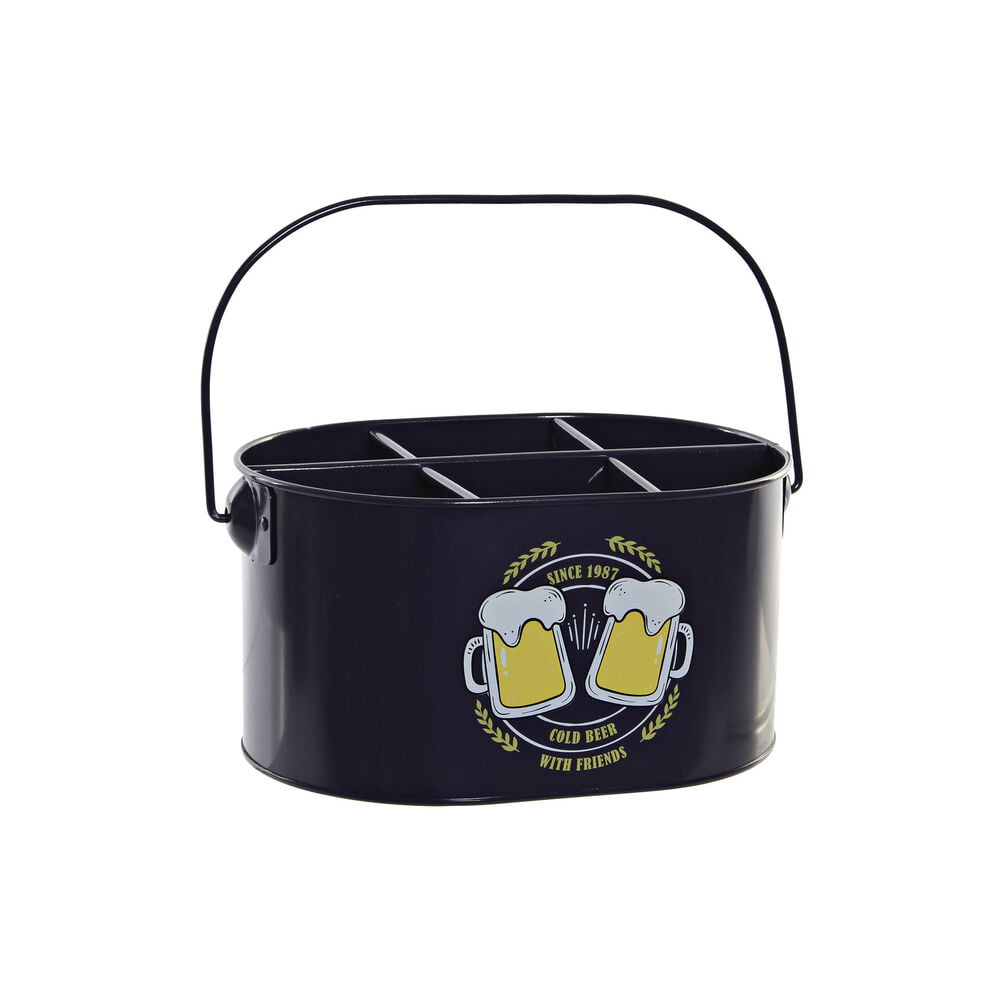 Κύβος DKD Home Decor Cold Beer Κίτρινο Μέταλλο Ναυτικό Μπλε (27 x 17.5 x 13 cm)