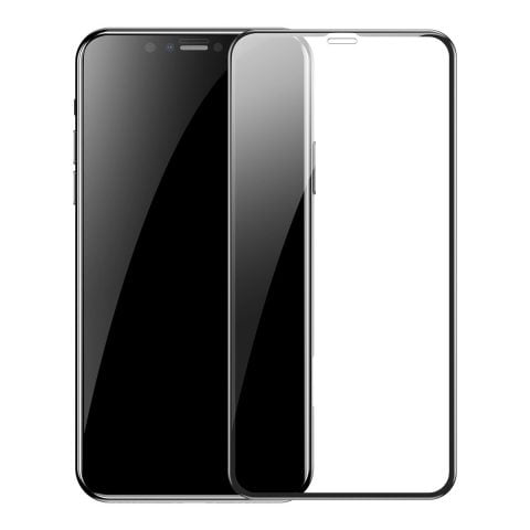 Baseus 0.3mm Full-screen and Full-glass Tempered Glass Film(2pcspack+Pasting Artifact) for iPX/XS/11 Pro 5.8inch（2019）Black