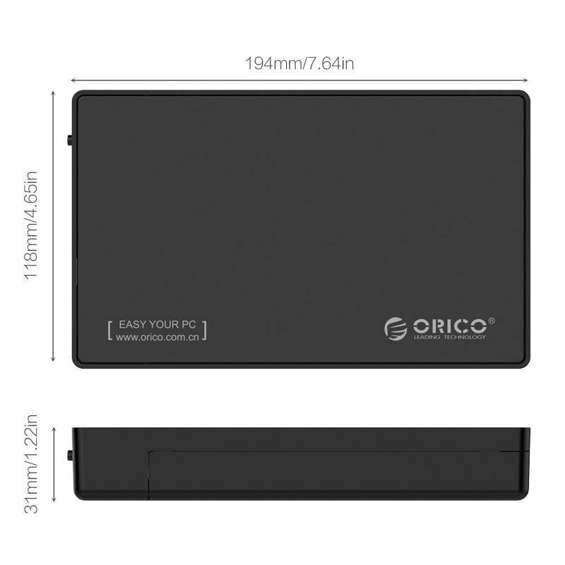 Hard Drive Enclosure Orico 2.5 / 3.5'' inch USB-C