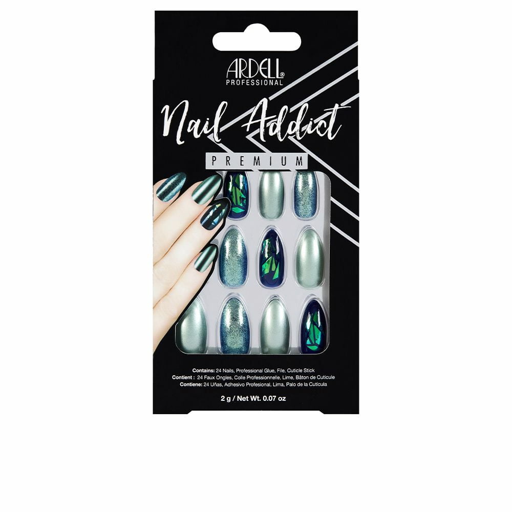 Τεχνητά νύχια Ardell Nail Addict Green Glitter Chrome (24 pcs)