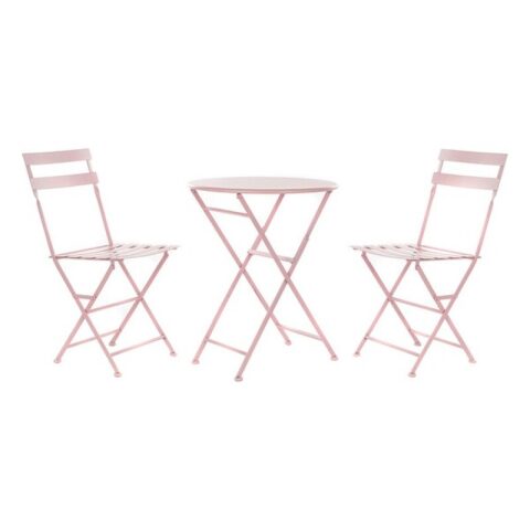 Σετ Τραπέζι με 2 Καρέκλες DKD Home Decor Ροζ Μέταλλο (3 pcs)