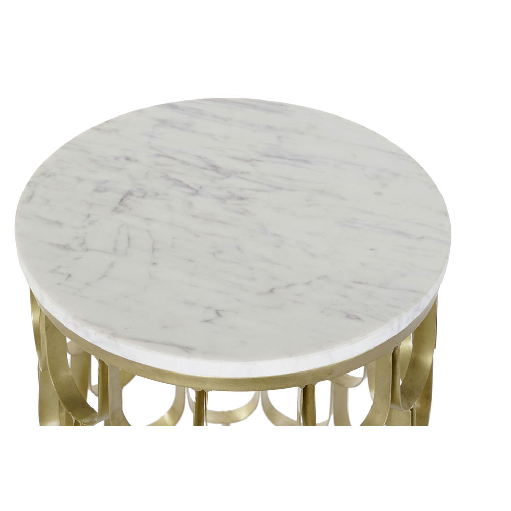 Βοηθητικό Τραπέζι DKD Home Decor Λευκό Μάρμαρο Σίδερο Χρυσό (30.5 x 30.5 x 50 cm)