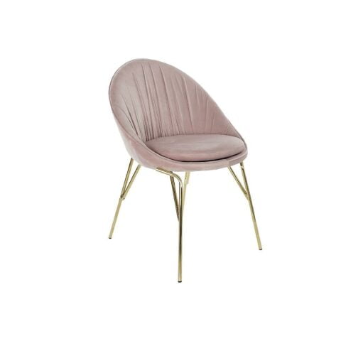 Καρέκλα Τραπεζαρίας DKD Home Decor Ροζ Χρυσό Μέταλλο πολυεστέρας (60 x 60 x 85 cm)