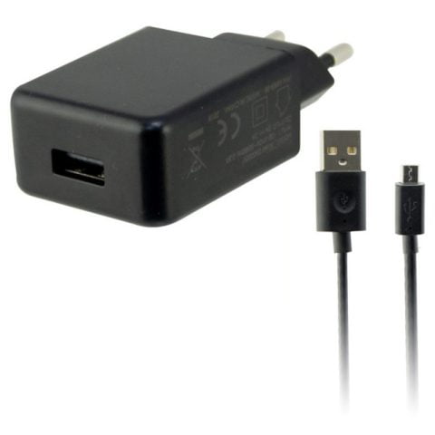 Φορτιστής Τοίχου + Καλώδιο Micro USB KSIX USB 2A Μαύρο