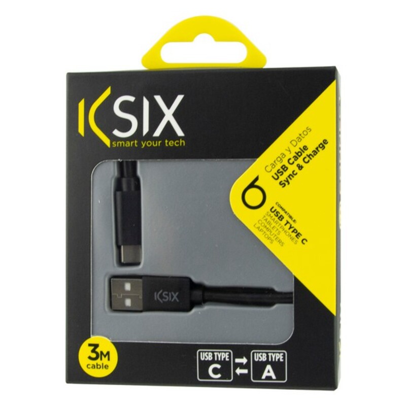 Καλώδιο USB-C σε USB KSIX 3 m Μαύρο