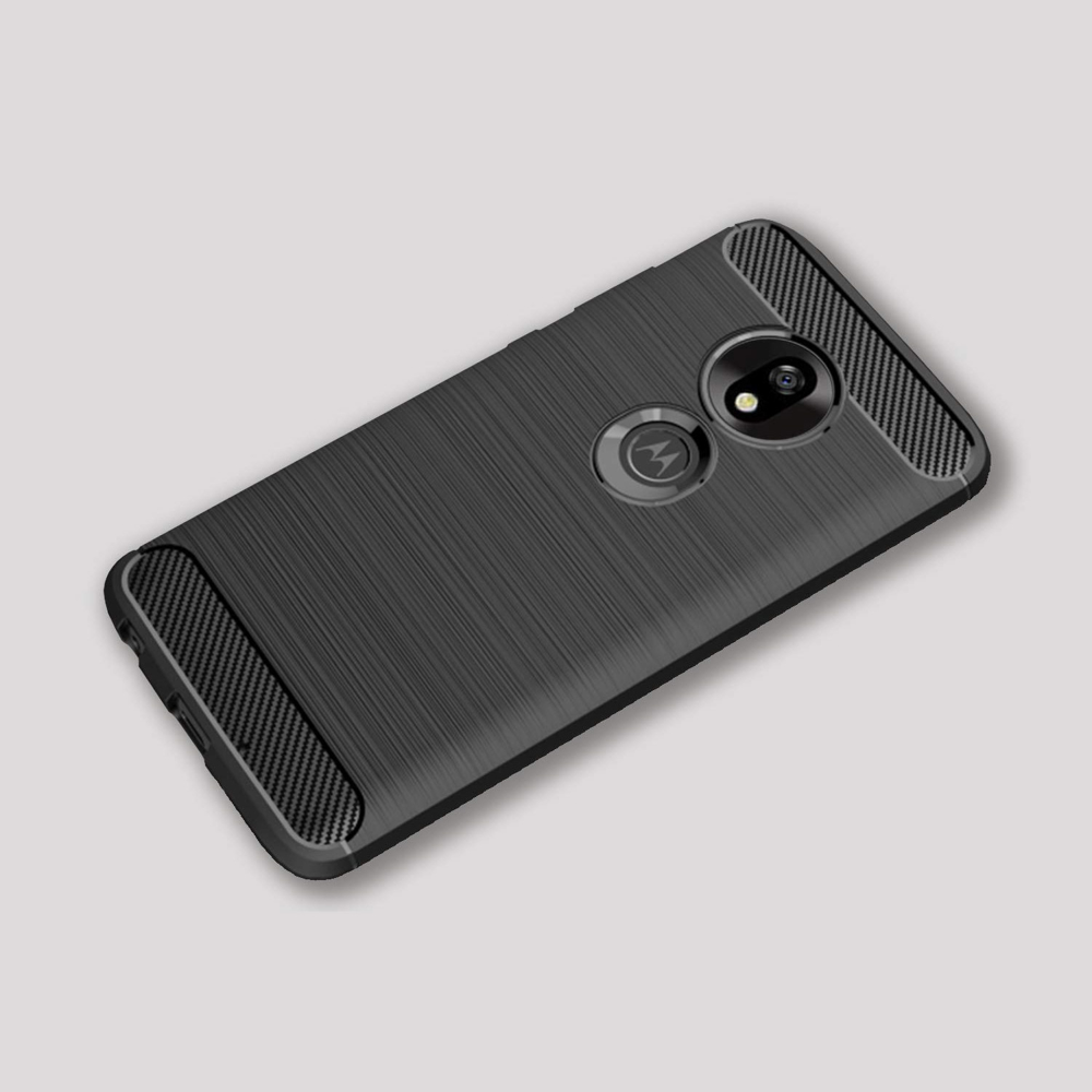 Carbon Case Flexible Cover TPU Case for Motorola Moto G7 Play black