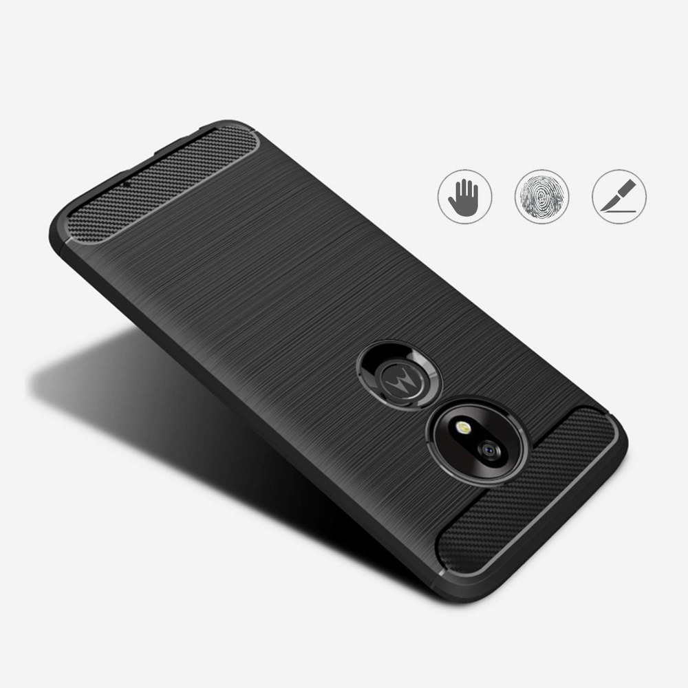 Carbon Case Flexible Cover TPU Case for Motorola Moto G7 Play black