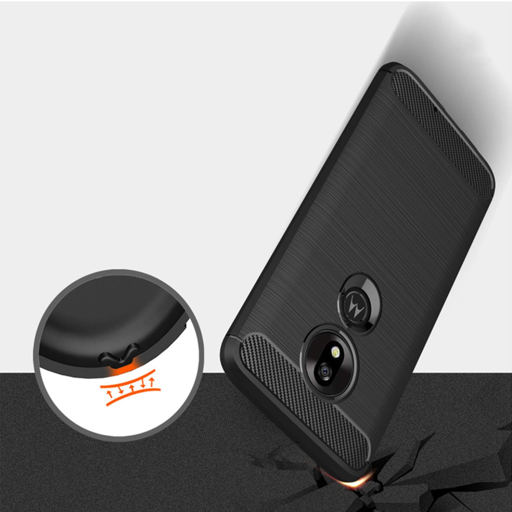 Carbon Case Flexible Cover TPU Case for Motorola Moto G7 Play black