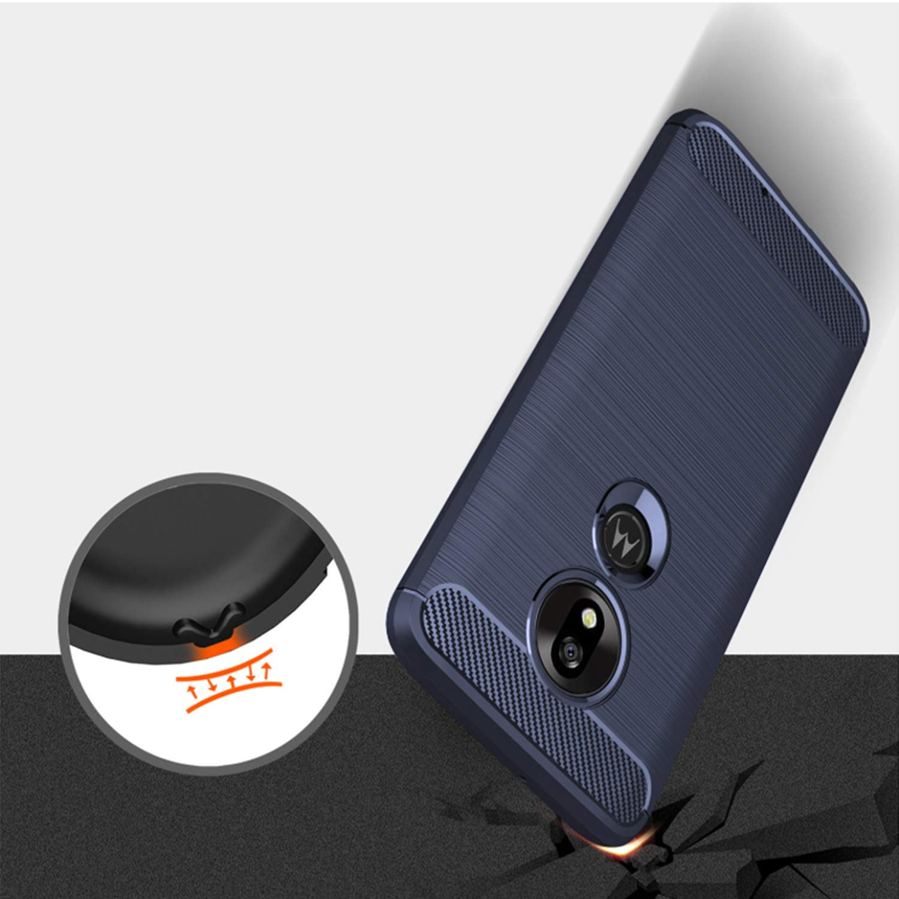 Carbon Case Flexible Cover TPU Case for Motorola Moto G7 Play blue