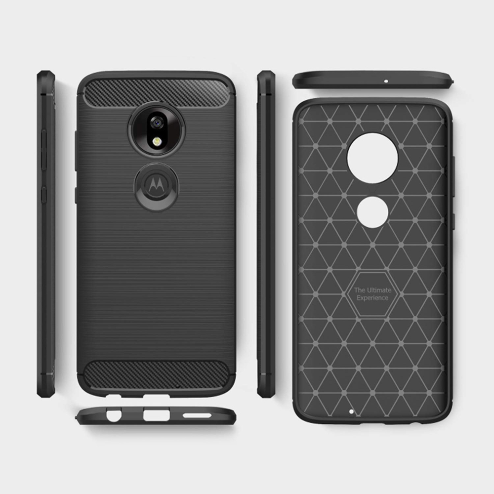 Carbon Case Flexible Cover TPU Case for Motorola Moto G7 Play blue