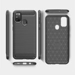 Carbon Case Flexible Cover TPU Case for Samsung Galaxy M30s / Galaxy M21 black
