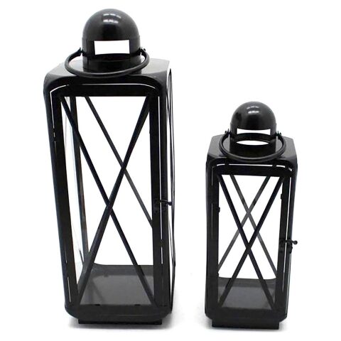 Lanterne DKD Home Decor Κρυστάλλινο Μαύρο Μέταλλο (21 x 21 x 57 cm) (2 pcs)