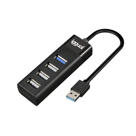 Hub USB 4 Θύρες iggual IGG317686 Μαύρο