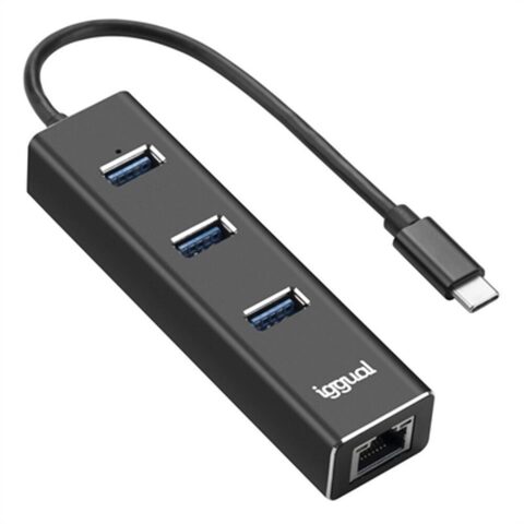 Hub USB 3 Θύρες iggual IGG317709 Μαύρο