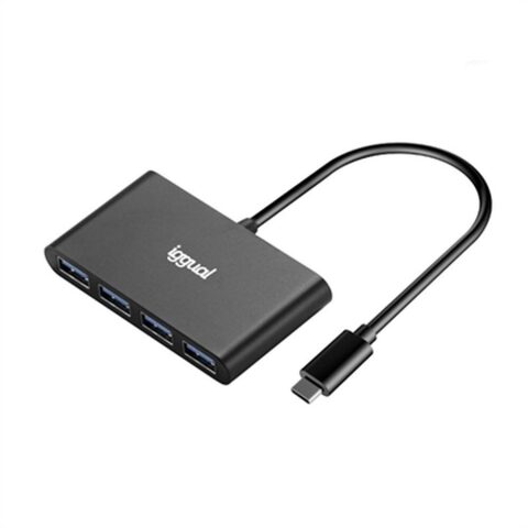 Hub USB 4 Θύρες iggual IGG317716 Μαύρο