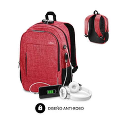 Σακίδιο Πλάτης για Φορητό Υπολογιστή και Ταμπλετ με Éξοδο USB Subblim Urban Lock Backpack 16" Red