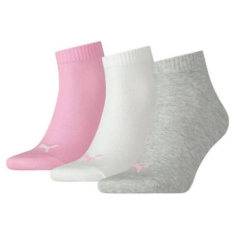 Αθλητικές Κάλτσες Puma Quarter Plain Γκρι Ροζ Λευκό (3 pcs)
