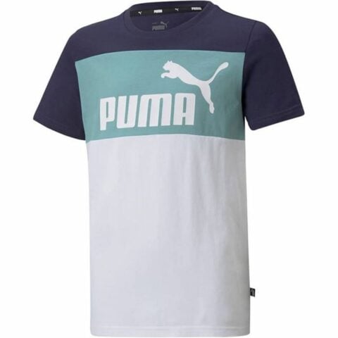 Παιδικό Μπλούζα με Κοντό Μανίκι Puma Essentials+ Colorblock Μπλε Σκούρο μπλε