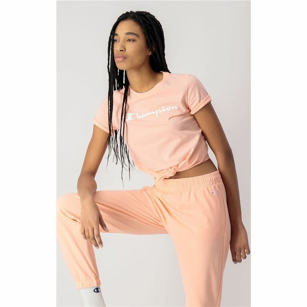 Γυναικεία Μπλούζα με Κοντό Μανίκι Champion Big Script Logo Ροζ