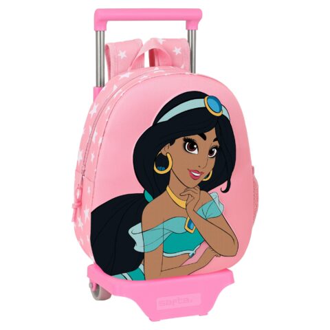 Σχολική Τσάντα 3D με Ρόδες Disney Jasmine Ροζ (28 x 10 x 67 cm)