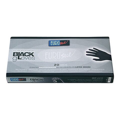 Γάντια Μίας Χρήσης Eurostil Μαύρο Μεσαίο Λατέξ (20 uds)