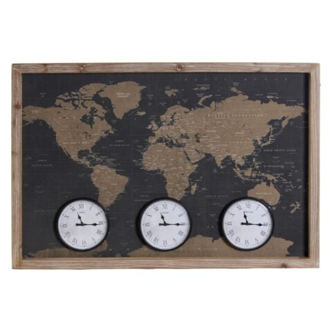 Ρολόι Τοίχου DKD Home Decor Μέταλλο Ξύλο MDF Παγκόσμιος Χάρτης (90 x 5 x 60 cm)